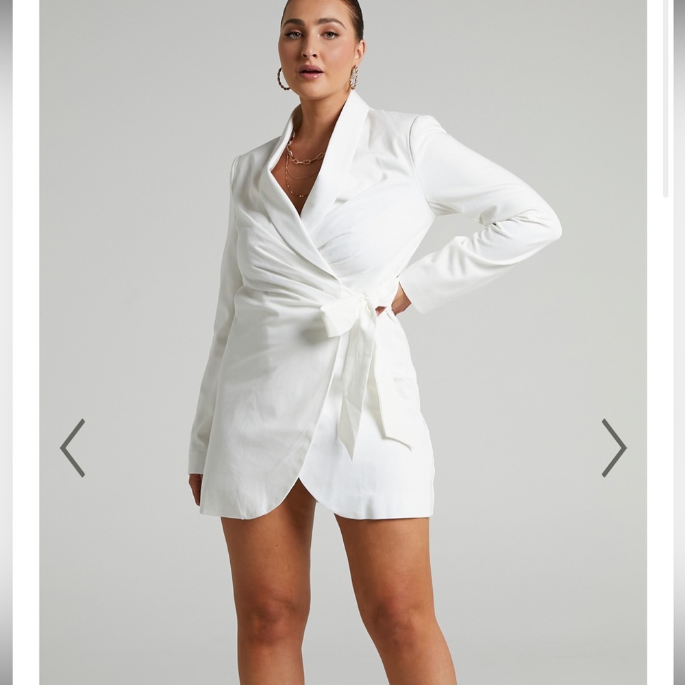Showpo white Rosia mini wrap blazer dress